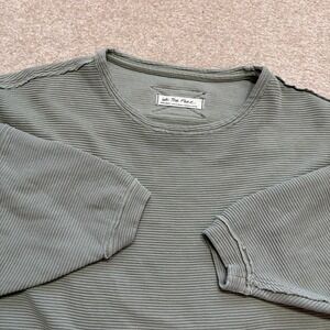 We The Free Crewneck Womens XS Green Ribbed Long Sleeve Oversized Tee Top